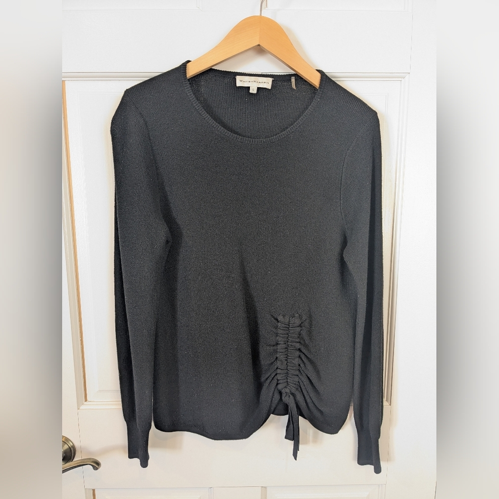 Cinch Waist Crewneck White + Warren, Size Large